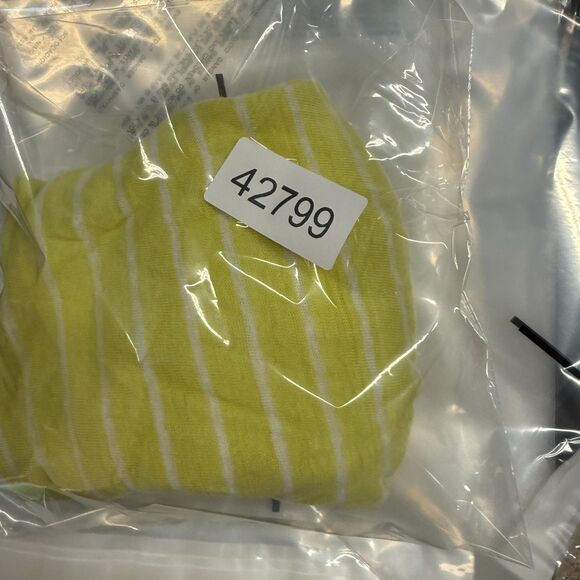 Gap T-Shirt Women M Medium Yellow Striped V-Neck Short Sleeve Linen Casual - Picture 7 of 7